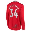 Officiële Voetbalshirt Manchester United Van De Beek 34 Thuis 2022-23 Lange Mouw - Heren